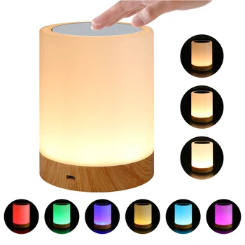 

LED Touch Control Night Light Sensing Dimmer Lamp Smart Bedside Lamp Dimmable RGB Color Change USB Rechargeable Sleep Light