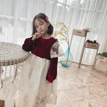 Платье новое бархатное кружевное платье зимнее платье для девочек платье с капюшоном платье принцессы