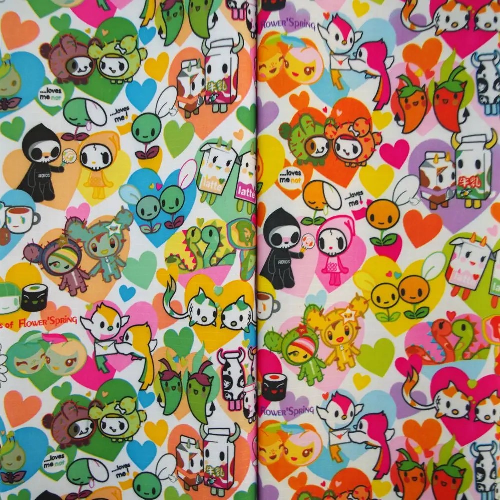 

1 yard Polyester/PVC coated Waterproof Fabric for bag, handmaking, Cactus baby, flower and milk bottle (width=140cm)