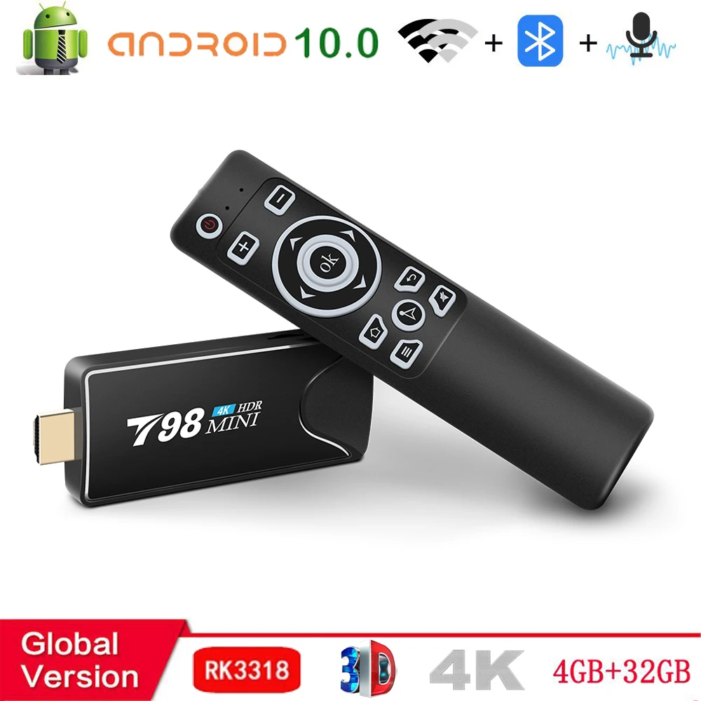 2021 caixa esperta da tevê do andróide da vara 10 4g 32g vídeo 3d 4k 2.4g 5g wifi bluetooth rk3318 quad-core caixa da tevê conjunto receptor superior da tevê da caixa