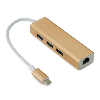 

USB 3.1 USB-C Type C 10/100Mbps Gigabit Ethernet Rj45 Lan Adapter with 3 USB 3.0 Network Card for MacBook