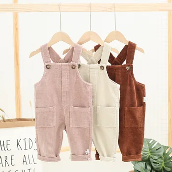 

WLG toddler casual overalls boys girls solid beige pink khaki overall baby spring autumn all match clothes