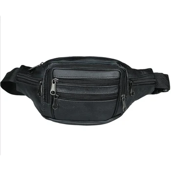 

Fashion Men Genuine Leather Waist Bag Multi-pocket and Multiple Zipper Belt Bag Adjustable Belt Fanny Pack Shopping Phone Bags