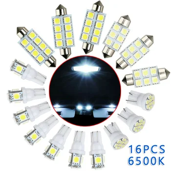 

16pcs/Set Car LED Lamp Bulb Interior Light Kit 6500K Bright White Error-free