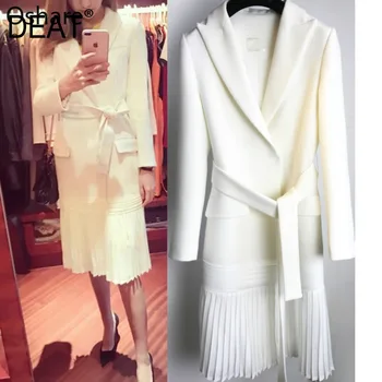 

Clothes 2020 spring and summer new fashion women clothes turn-down sashes open stitch pleated bottom stocks Dropshipping