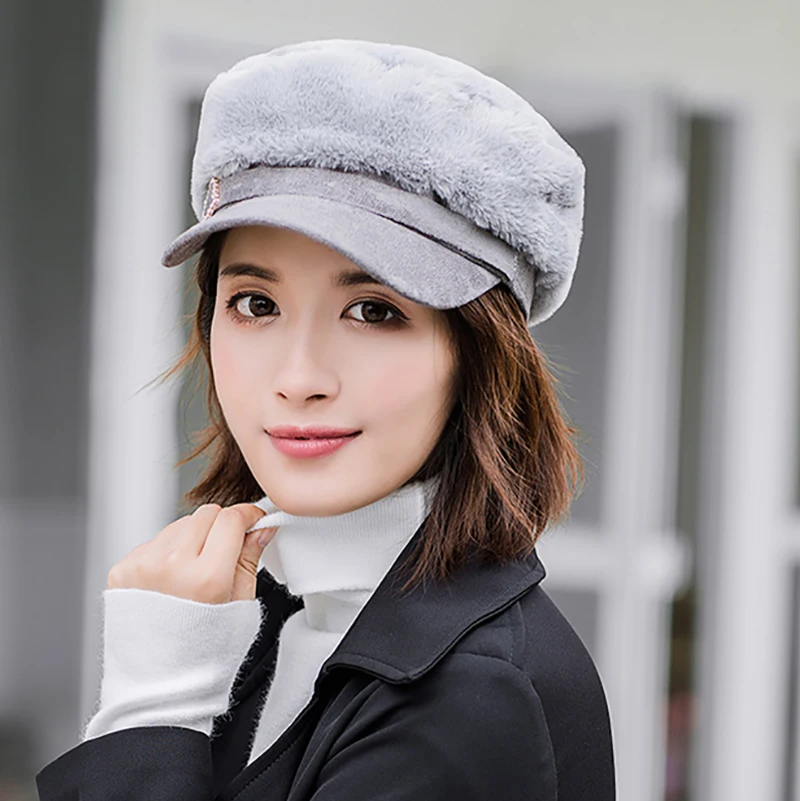 D Cpop 6 Patterns New Fashion Ployester Fiber Hat High Quality Pure Color Hats Winter Simple Personality Elegant Women Hat Gift - Цвет: D