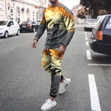

2021 new summer men's suit fitness suit sports suit comfortable and breathable long-sleeved T-shirt + trousers 2-piece set