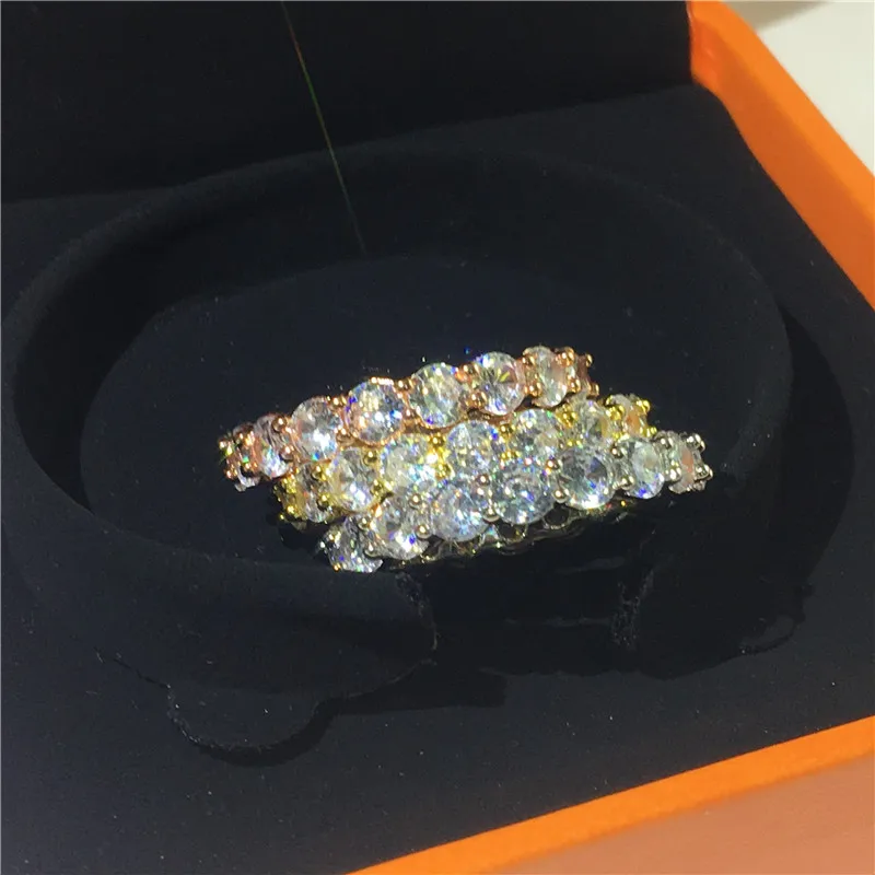 2020 Eternity 925 Sterling silver Ring 4mm Lab Diamond cz Engagement Wedding Rings for women men Wholesale Party Jewelry Gift 4
