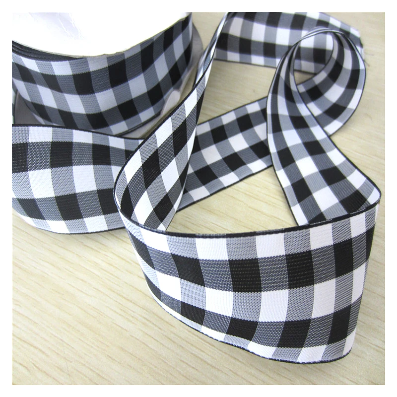 25mm width Gingham Ribbon 8 Colours with silver thread double side check ribbon 