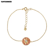 Европейский и американский стиль круглый кулон 925 серебро классические простые браслеты для женщин с белым кубическим цирконием модные ювелирные изделия