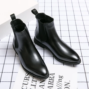 2022 جلد الرجال تشيلسي الأحذية العلامة التجارية مصمم إيطاليا فستان أحذية الرجال موضة عادية الدافئة أفخم الأعمال حذاء من الجلد حجم كبير 48 3