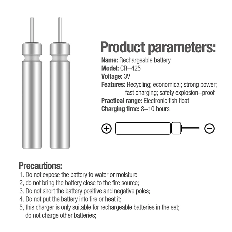 Поплавок аккумуляторная батарея Cr425 Usb зарядное устройство для электронных поплавки батареи Аксессуары для ночной рыбалки снасти(2 отверстия