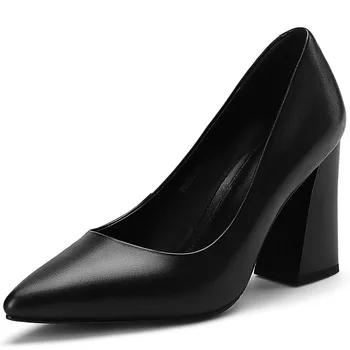 

Women Pumps Genuine Leather Pointed Toe Shoes Thick High Heels Shoes Strange Heels Fashion Office Lady Shoes F0018