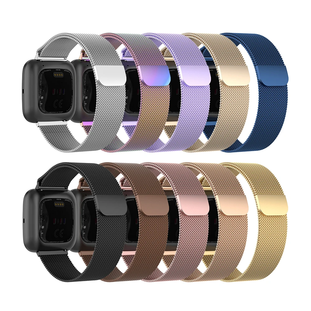 Металлический браслет из нержавеющей стали для Fitbits Versa/versa lite ремешок на запястье Миланская петля магнитный браслет мужской размер леди Смарт аксессуары