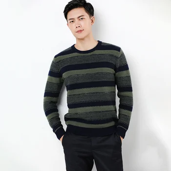 

Long Sleeve Men's Knitting Jumper Autumn Winter Mens Sweater 100% Cashmere Sweater Men Thickening Warm Men O-neck Sweater