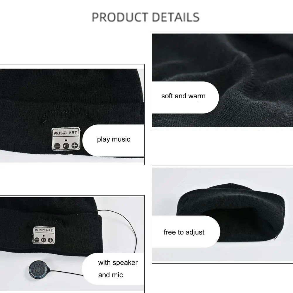 Bluetooth Earphone Music Hat Winter Wireless Headphone Cap Headset With Mic Sport Hat For Samsung Galaxy iPhone 11Pro Max