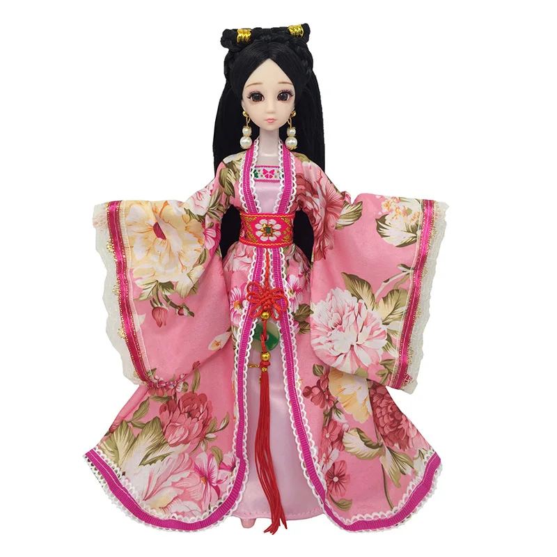 12 раскладные игрушки кукла под старину Ретро китайский стиль корт принцесса серьга «куколка» DIY древняя королевская Женская игрушка для девочек - Цвет: Розовый
