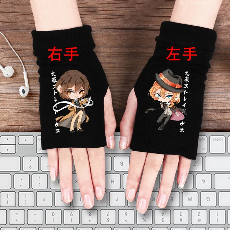Grandmaster Demonic культивирование перчатки Wei Wuxian Lan Wangji Untamed Такаси Нацумэ бродячие собаки зимние теплые Половина перчатки