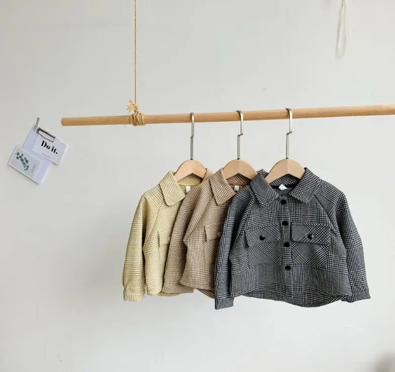 

2019 New Arrival Boys Girls Plaid Coat Autumn Full Sleeve Fashion Kids Jacket 1-7 Years