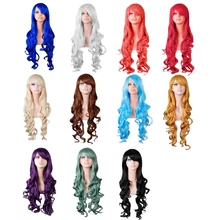 Длинные Кудрявые Волнистые парик цвет полный косплей Повседневные Вечерние парики цвет волос термостойкий разноцветный парик