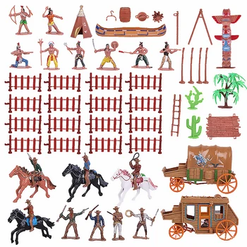 

1 Set Of Indian Model Decorations Western Cowboy Carriage Simulation Adornment Decoration Scene Character Model