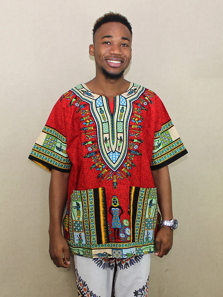 Dashiki T-shirt For Unisex Big Red Design African Traditional Print Nigeria  Tops - Men's Moslem T-shirts - AliExpress
