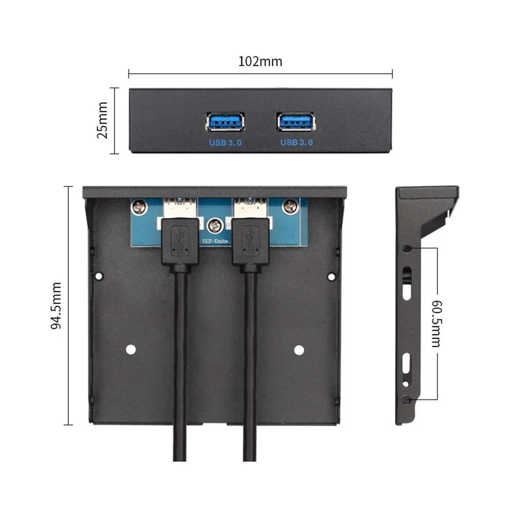 2-Порты и разъёмы USB 3,0 20Pin Hub адаптер USB 3,0 высокого флоппи Передняя Панель Плата расширения Пластик кронштейн для корпуса компьютера