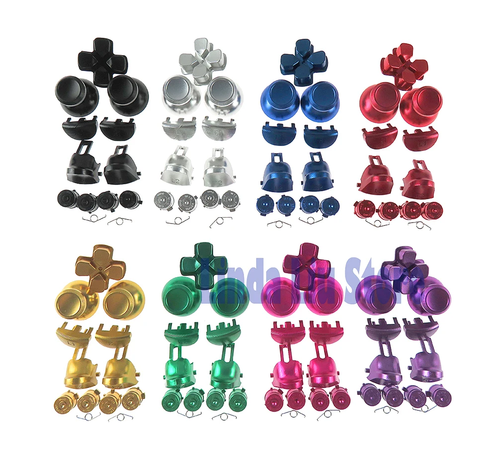 

1Set Metal Bullet Buttons thumbstick cap L1 R1 L2 R2 Dpad Aluminum Buttons for PS4 Slim Pro Controller JDM040 JDS040