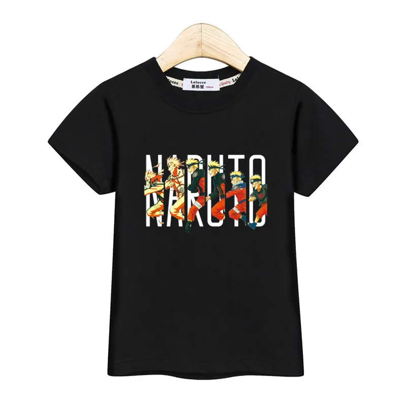Детская футболка с аниме топы с короткими рукавами для мальчиков, футболки с изображением Наруто, костюмы, детская повседневная хлопковая рубашка Летняя брендовая футболка 4-14T