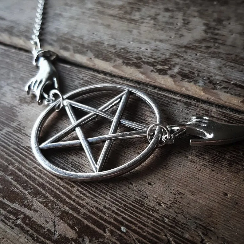 Серебряное языческое ожерелье Alter Inspired пентаграмма длинное ожерелье большой кулон готический Классический оккультный Темный подарок Мужская мода