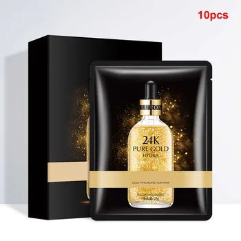 

10pcs Wrinkle Remove Hyaluronic Acid Health Anti Aging 24k Gold Multifunctional Effective Facial Mask Smooth Skin Care Home