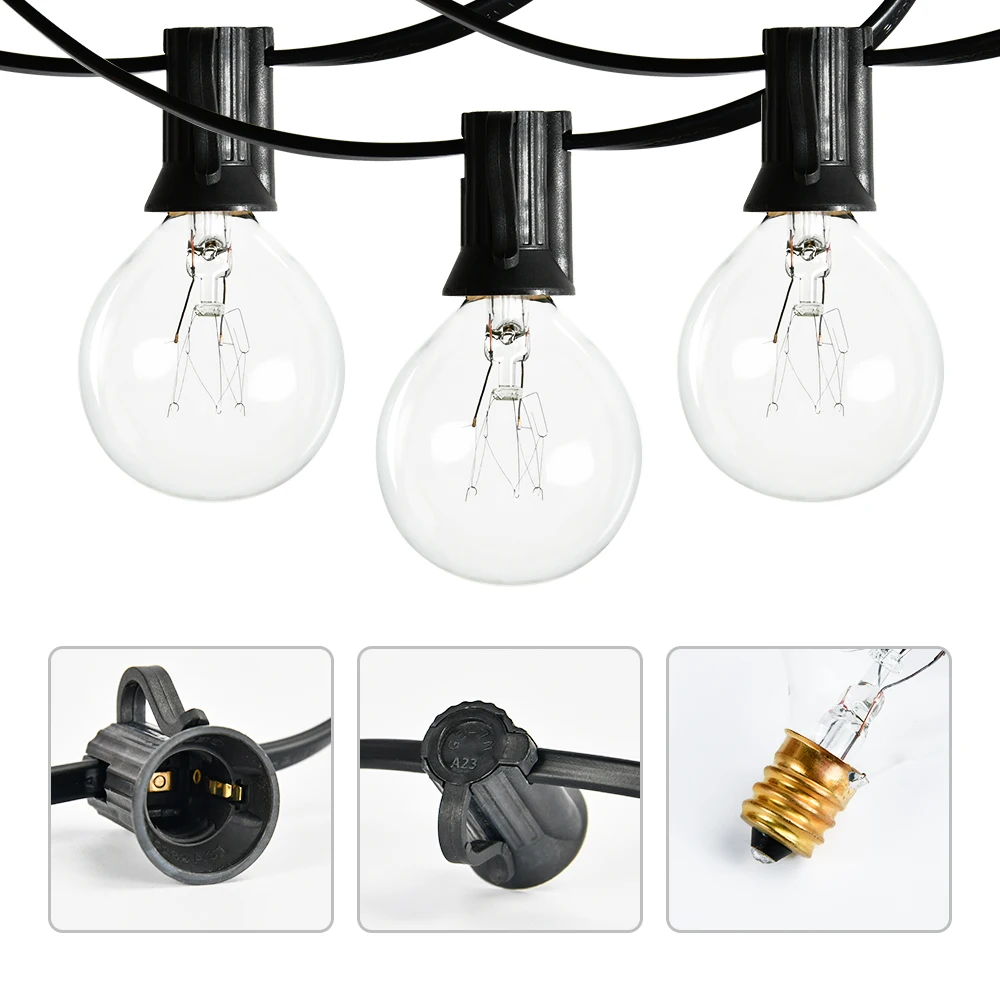 30M Outdoor Garland Light Clear Festoon Globe Bulb Christmas Lights Patio Fairy String Street Garlands For New Year Decorations led string lights decorative lights string lights led fairy lights