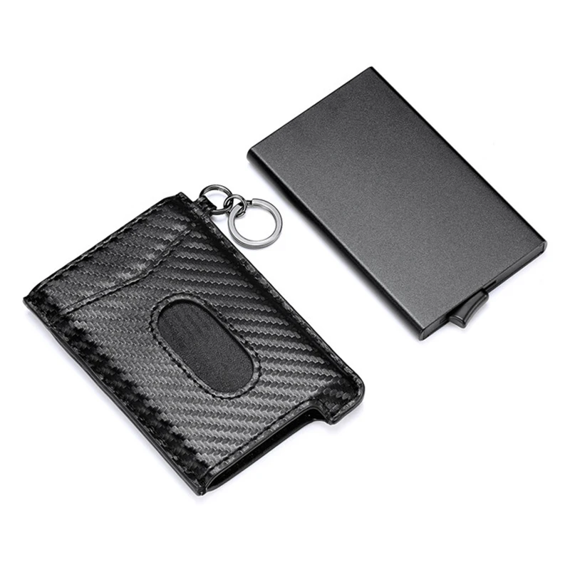 RFID Блокировка кредитных ID держатель для карт Anit-theft кошелек кожаная карта для мужчин и женщин автоматический всплывающий Чехол для карт кошелек для путешествий