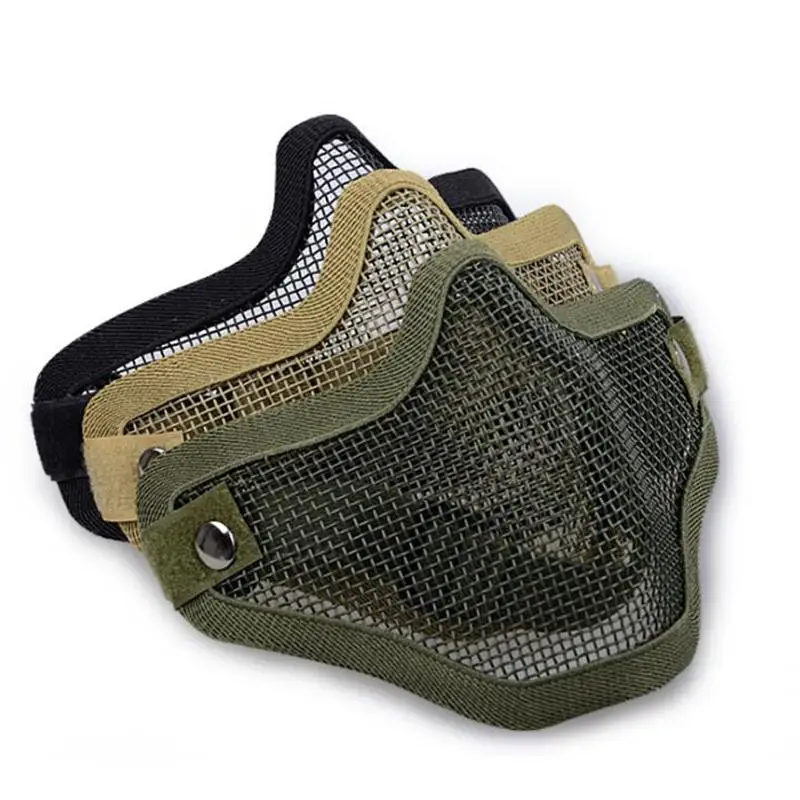 

Tactical Airsoft Paintball Metal Net Mesh Protective Masks CS Mask Adult Halloween Skull Ghost Half Face Mask