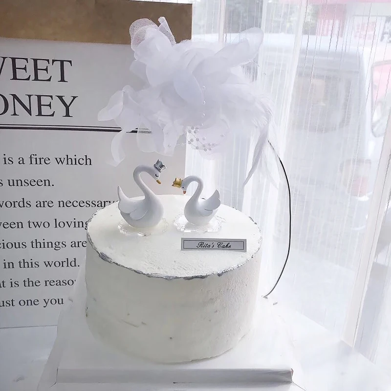 Cakelove 1 шт. осень в любви сетки торт топперы для свадебной вечеринки невесты белый и розовый Лебедь счастливый Декор ко дню рождения приспособление для выпечки милый