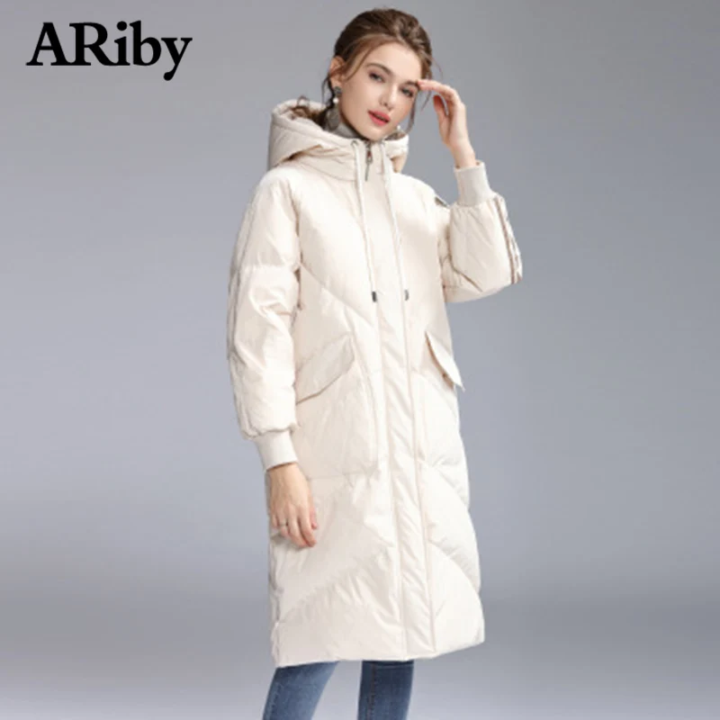 Модный теплый пуховик ARiby новинка осень зима повседневное Свободное пальто с