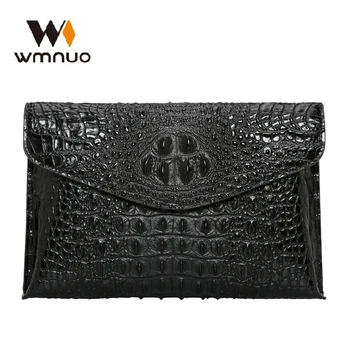 

Wmnuo Clutches Bag Men Envelope Bag 100% Cow Genuine Leather Crocodile Wallet For Male Business Phone Hand Bag Men Famous Luxury