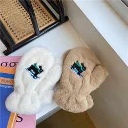 Cartoon Ski Rabbit Plush Gloves Girl Cute Autumn Winter Warm Gloves Korean INS Thicken Fur Mitten Lovers Girls Gloves