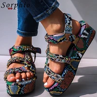 Sorphio Casual Wedges Shoes Woman Comfy Platform Sandals Women 2020 New Ins Hot Colorful Animal Print Sandals