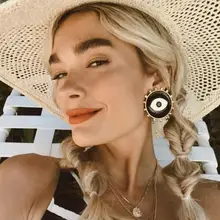 Большие размеры 4 см черные эмалированные серьги в виде глаз панк Модные уличные Стильные черные серьги круглые геометрические массивные серьги