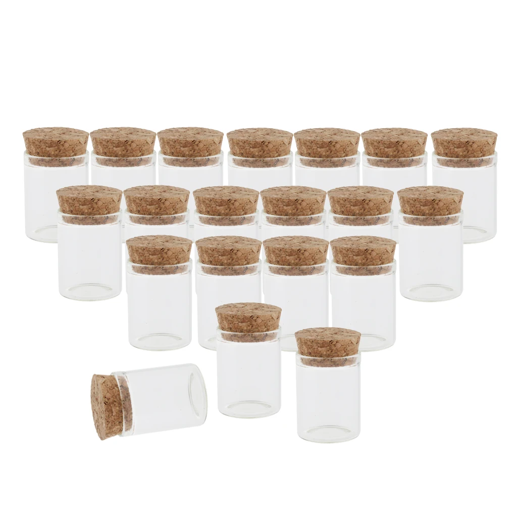 20 Pcs Super Cute Tiny Glass Bottles With Corks Glass Test Tubes 2.9cm Hight