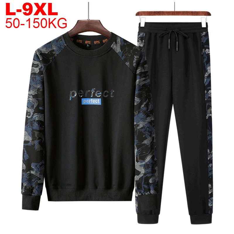 

Men's Big Size 9xl Tracksuit 2 Pieces Sweatsuit Male Camouflage Mens Tracksuits Sports Suit Men Camo Sweatshirt Sweatpants Sets