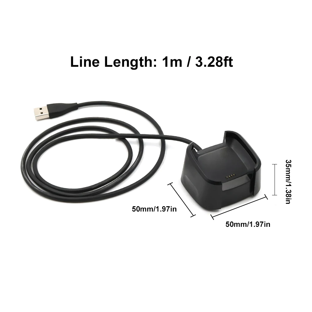 Usb кабель для зарядки для Fit-bit Ver-sa Смарт-часы зарядная Колыбель Док-станция настольная для наручных часов(черный