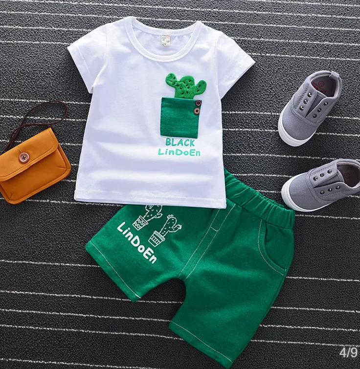 BibiCola/комплект летней одежды для маленьких мальчиков, комплект одежды для маленьких мальчиков, топ+ комбинезон комплект одежды из 2 предметов с принтом панды спортивный костюм