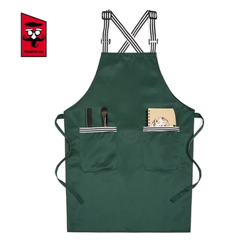 

Unisex Kitchen Cooking Waterproof Apron Adjustable Striped Strap Apron Buffet Canteen Hotel Cafe Barber Shop Waiter Work Uniform
