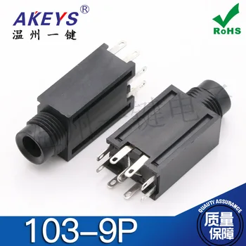 

10 pcs 103-9p 6.35 Headphones Jack Female Connector 9 Foot Vertical in-Line Stage Microphone Mixer Interface DIY Audio