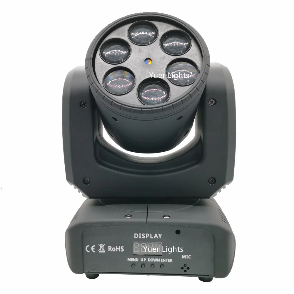 6X10W Moving Head Beam Light RGBW 4IN1 Dj Effect Stage Lighting Green Color Laser Disco Light DMX 512 Controller Discolamp luces