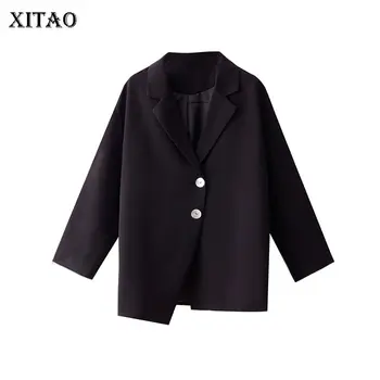 

XITAO Black Single Breast Blazer Full Sleeve Pleated 2020 Autumn Goddess Fan Casual Style Loose Minority Blazer Coat ZP1784