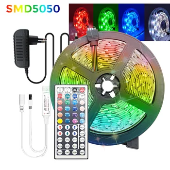 

SMD 5050 RGB LED Strip 5M 10M 15M DC12V Ribbon LED Light Strip 20M RGB Tape SMD Flexible Diode Tape with 44K Remote With Battery