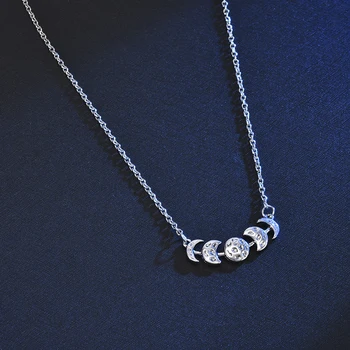 

Vintage Womens Silver Color Lunar Eclipse Moon Phase Pendant Necklace Jewelry Gift Initial Necklace